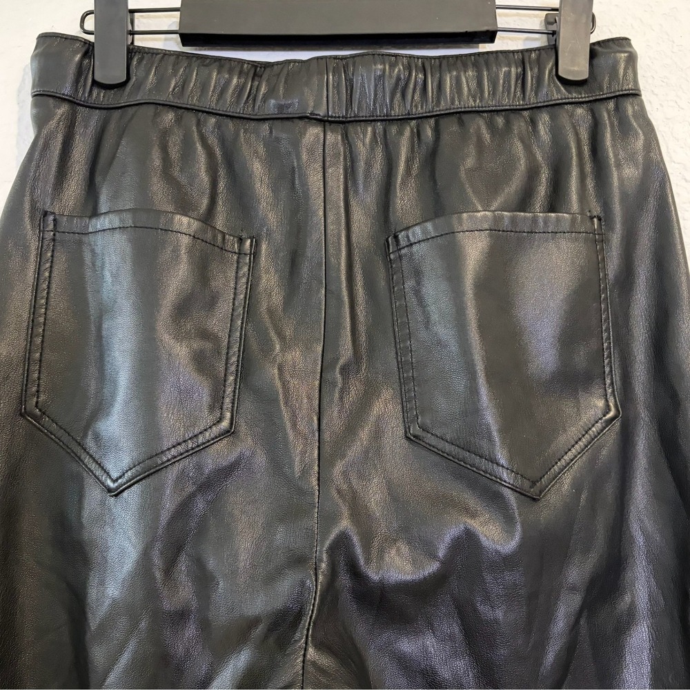 Zara Black Faux Leather Joggers Elastic Drawstring Waist Tapered Pants XS - Picture 6 of 7